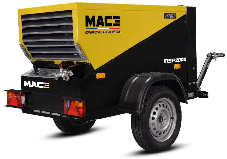 Compresseur diesel MAC3 MSP2000 sur remorque