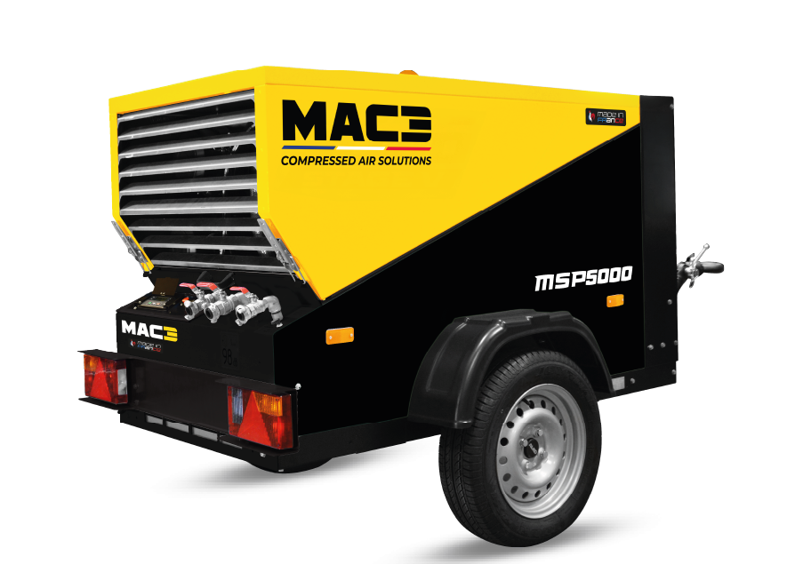 Compresseur diesel MAC3 MSP5000 sur remorque avec refroidisseur d’air final