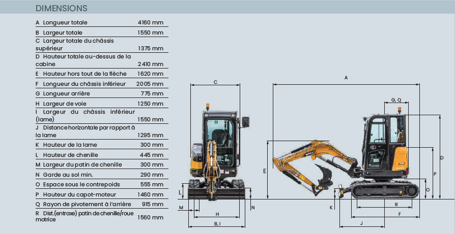DIMENSIONS SANY SY26C DYNA
